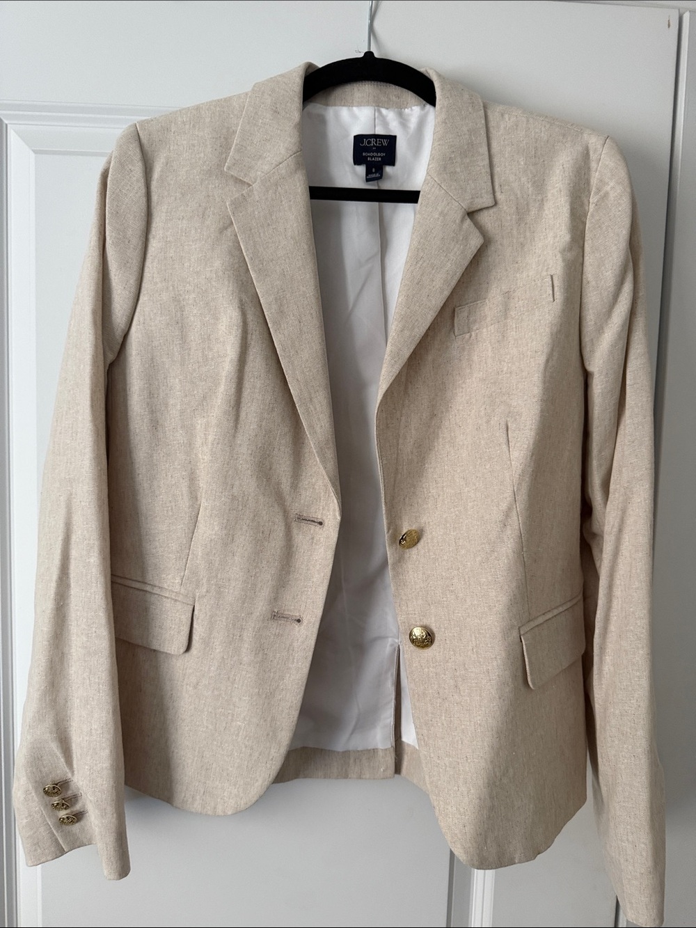 J. Crew Factory Neutral Beige Linen-Blend Tailored Blazer